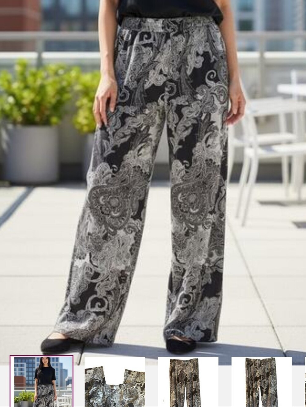 2/$20 IMAN Sz L Long Paisley Wide-Leg Lounge Pants